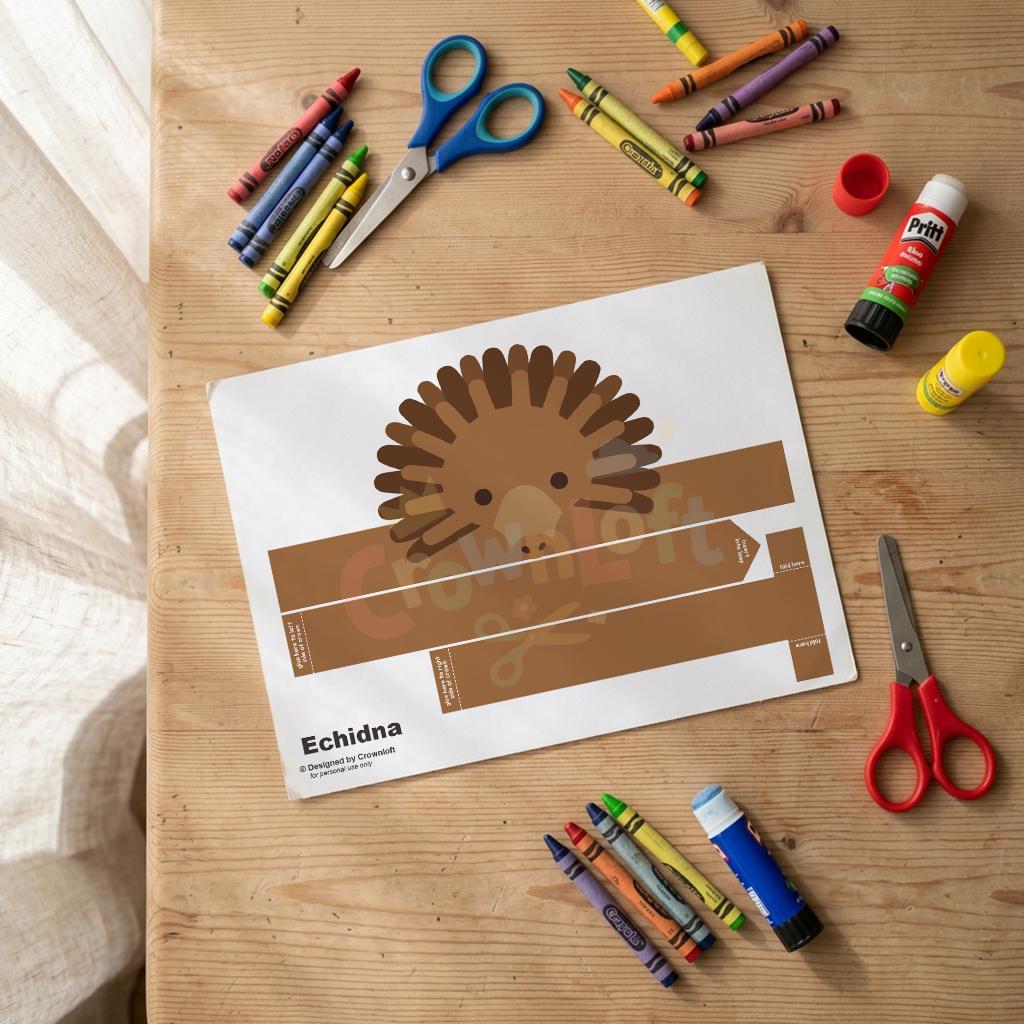Printable Echidna Paper Crown, Australian Animal Hat, Kids Party Craft ...