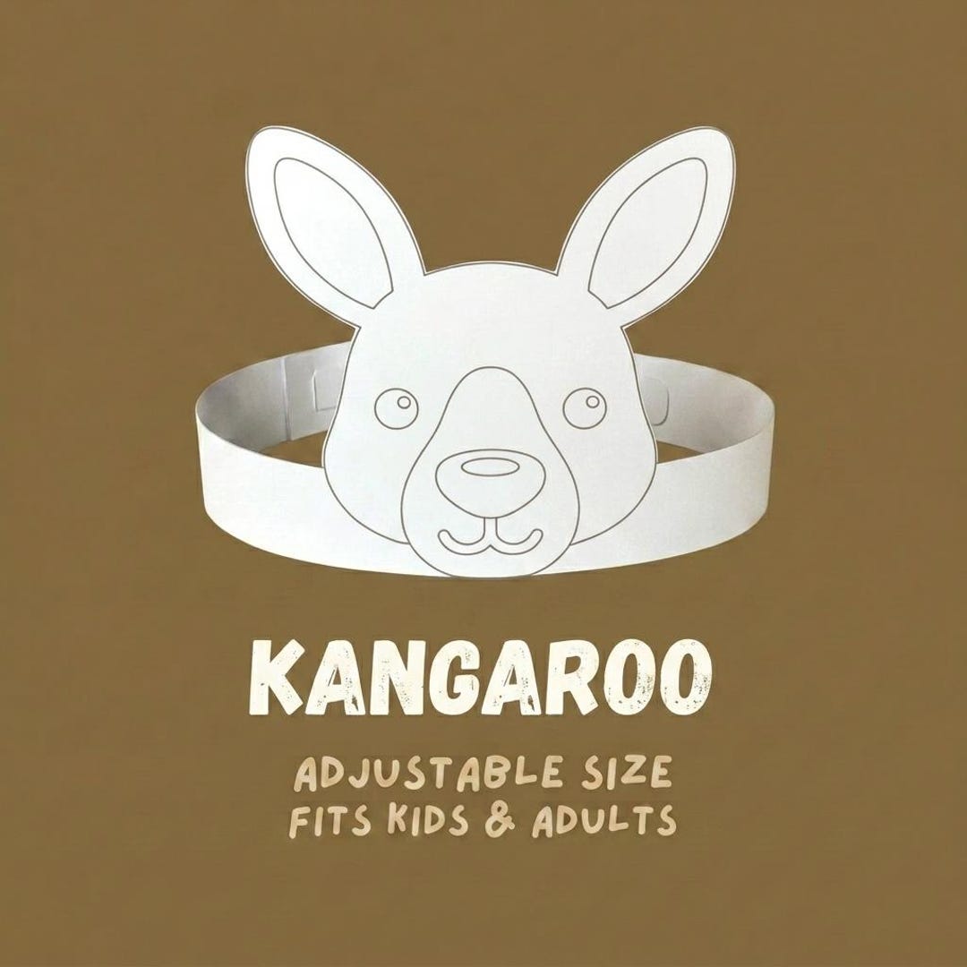 Coloring Kangaroo Paper Crown, Printable Animal Hat, Aussie Party ...