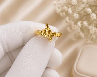 Bague minimaliste carte du Texas plaquée or jaune 14 carats ouverte bijoux délicats cadeau femme bande tendance élégante moderne