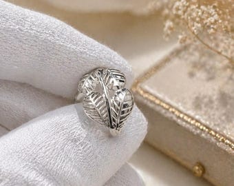 Leaf Ring 925 Sterling Silver Adjustable Filigree Band Nature Inspired Jewelry Gift for Her
