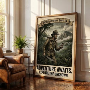 Vintage Djungelutforskare Poster | Retro Safariäventyr Väggkonst