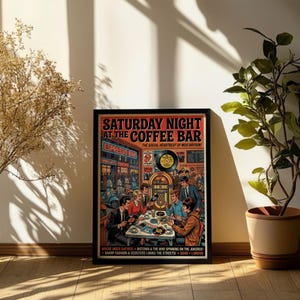 1960-talets Mod Coffee Bar Poster | Soulmusik och Scooterkultur Konsttryck