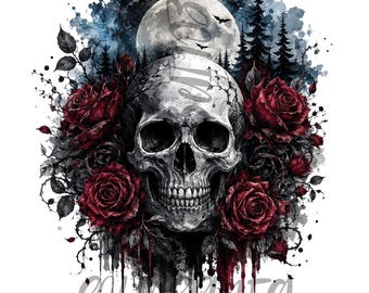Midnight Skull Bloom PNG