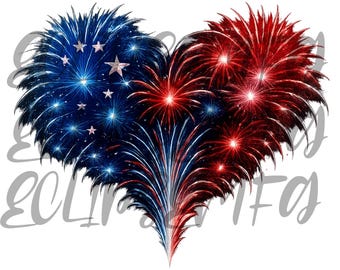 Patriotic Firework Heart PNG
