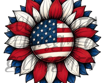 Patriotic Sunflower Flag PNG
