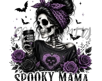 Spooky Mama met koffie, png