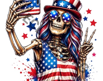 Patriottische skeletselfie, png