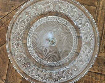 Soporte para pasteles de cristal antiguo de Indiana