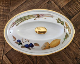 Royal Worcester fint porslin Evesham entréfat vintage 1961 ovalt vackert skick