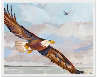 Impression d'art pygargue à tête blanche | Ailes de la liberté | Art mural aigle américain | Impression animalière | Décoration d'intérieur patriotique | Oeuvres d'art d'oiseau de proie | Américaine