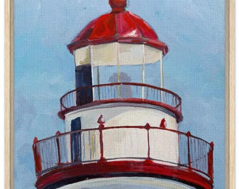 Impression artistique sur toile encadrée Phare de Marblehead | La montre du gardien | Art mural côtier | Décoration nautique | Lac Érié Ohio | Cadeau phare