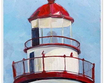 Impression d'art de phare de Marblehead | La montre du gardien | Art mural côtier | Décoration nautique | Lac Érié Ohio | Cadeau phare