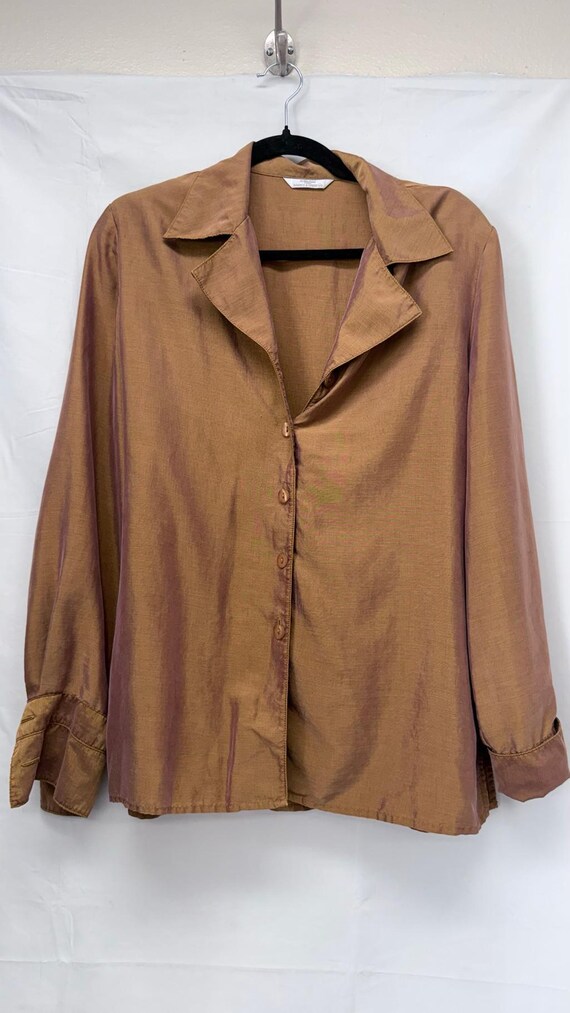 Marks & Spencer, Women's Vintage Marks & Spencer Button Down Shirt Size 12 Brown