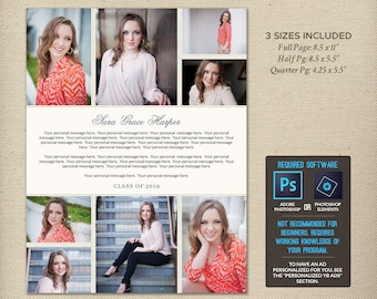 senior yearbook ad templates dedication tribute graduation etsy