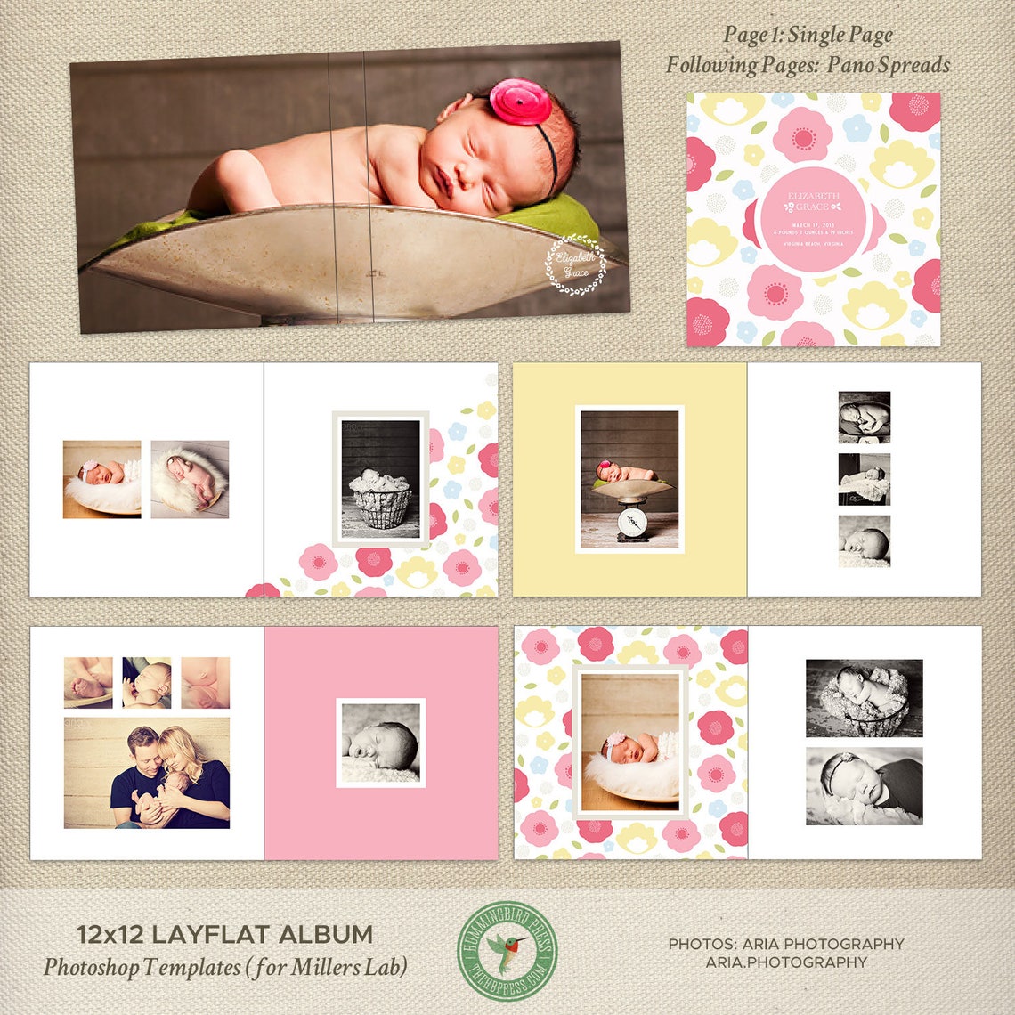 12x12 Millers Lab Layflat Album Template Newborn Photo Album Etsy
