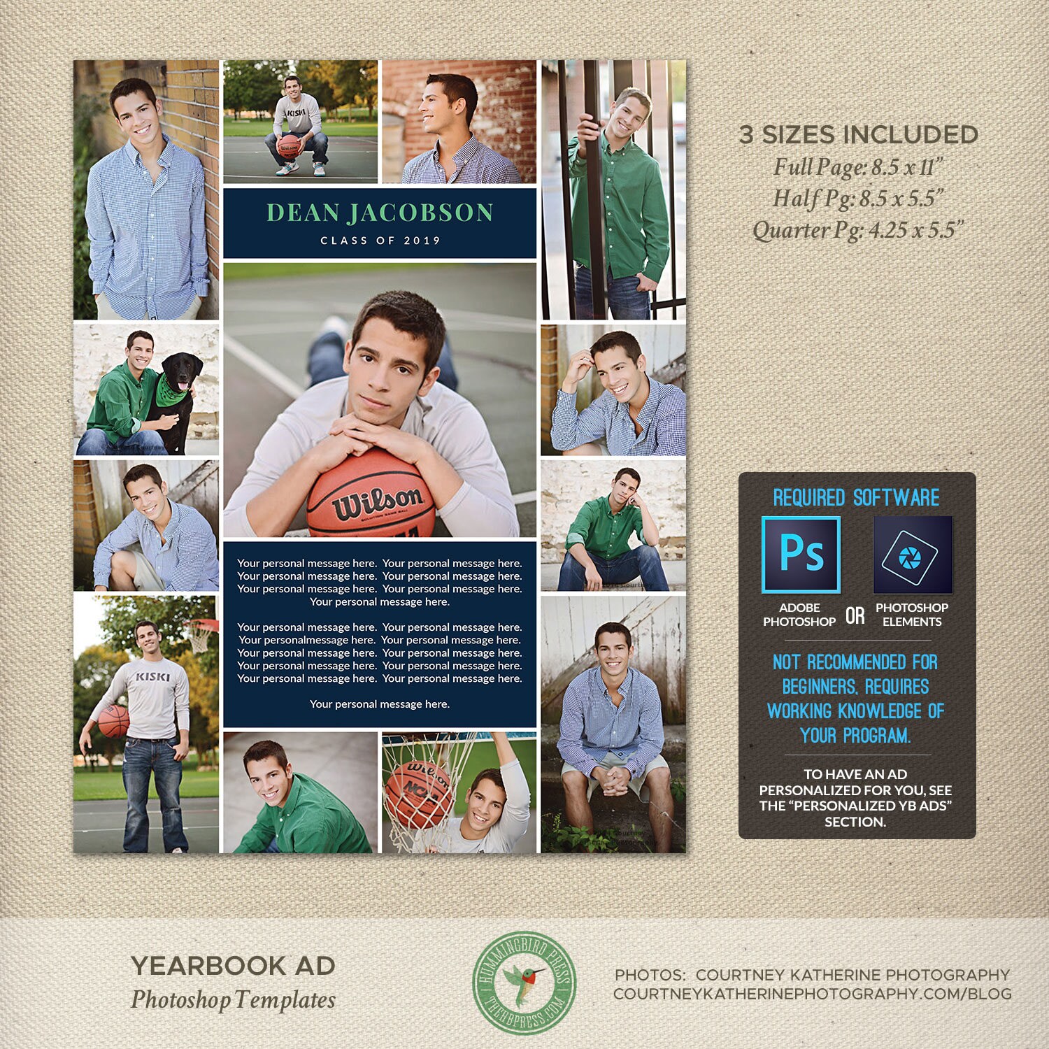 Yearbook Ad Template for Photographers Templates Etsy