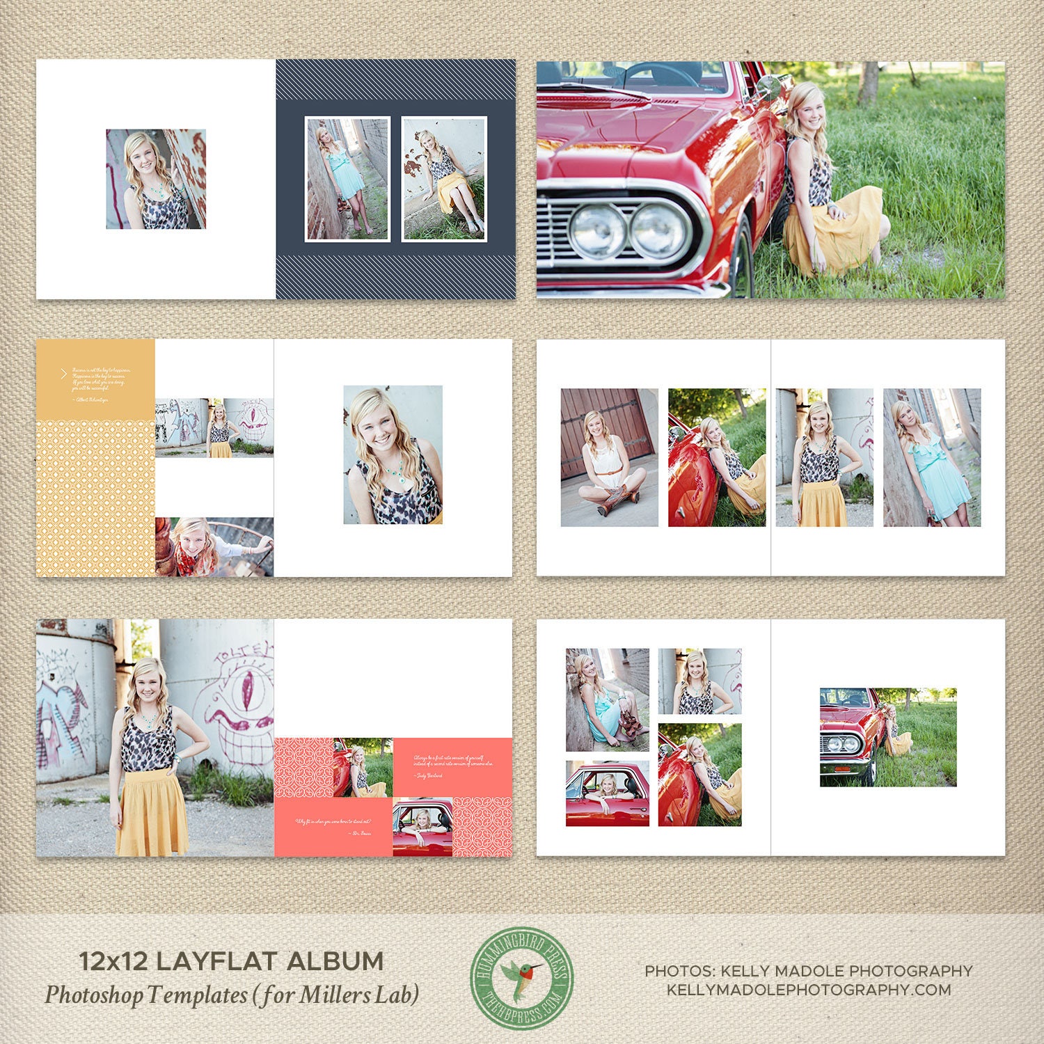 12x12 Millers Lab Layflat Album Template Graduation Photo Etsy