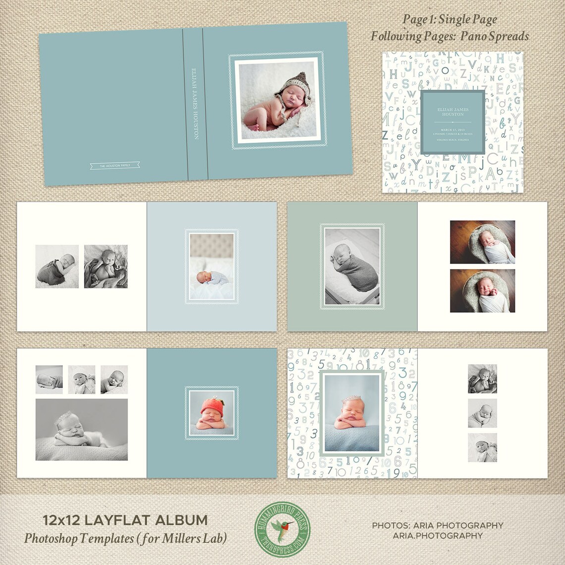 12x12 Millers Lab Layflat Album Template Newborn Photo Album Etsy