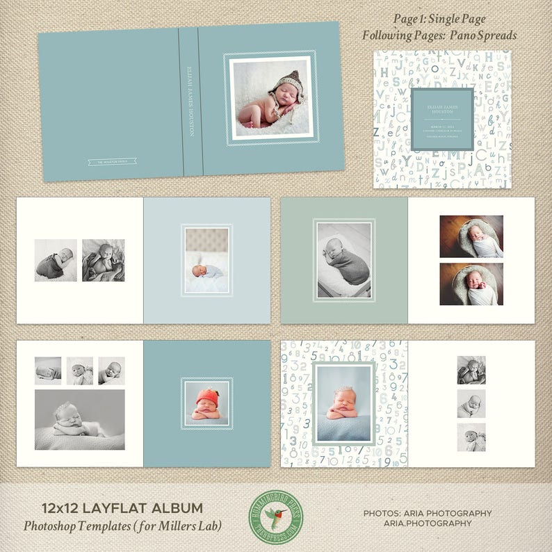 12x12 Millers Lab Layflat Album Template Newborn Photo Album Etsy