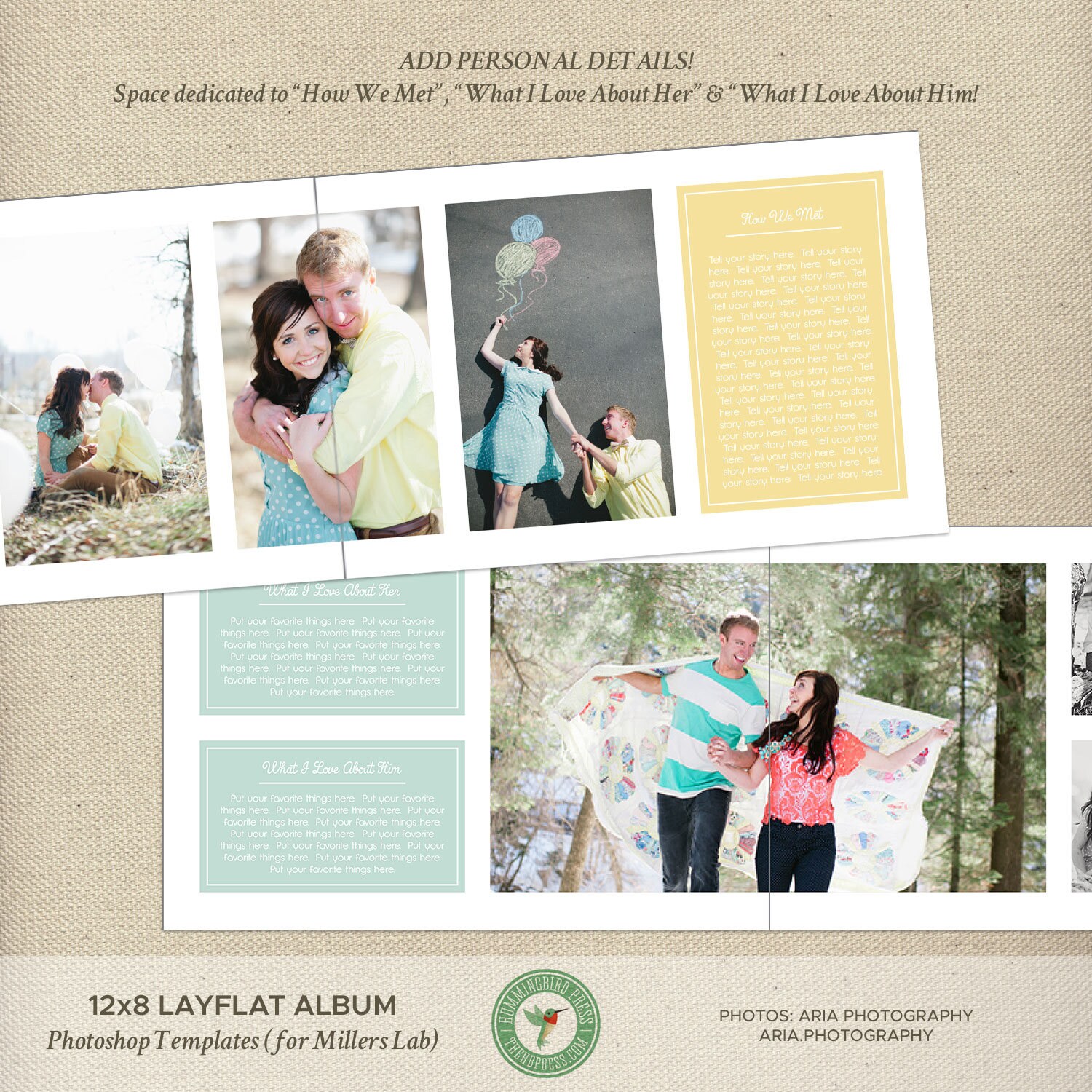 12x8 Millers Lab Layflat Album Template Engagement Album Etsy