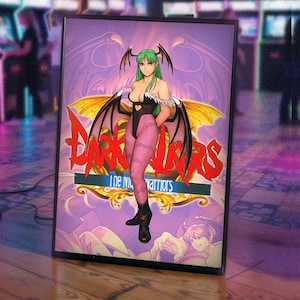 Darkstalkers Arcade Game 20x28" Poster Print – Morrigan Aensland & Capcom 90s Art