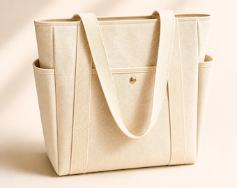 Canvas Tote Bag  Minimal Shoulder Bag Large Work School Everyday Shopper