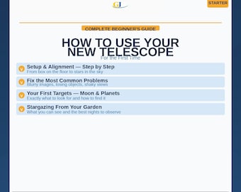 How to Use Your New Telescope for the First Time PDF | Beginner Telescope Guide | Setup Focus Planets Moon | Step by Step Instant Download