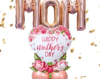 Muttertagsballon-Set MOM Letters | Rosegold Ballon-Blumenstrauß | Alles Gute zum Muttertag Herzballon | 14-teiliges Ballon-Kit | Mama Party Dekor