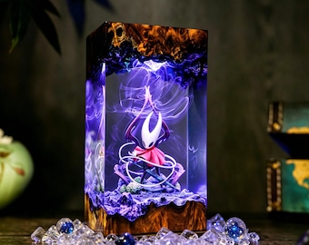 Lampada in resina Hornet Silksong, diorama epossidico fatto a mano, lampada Hornet Hollow Knight, decorazione da scrivania per gamer, regalo di San Valentino per lui