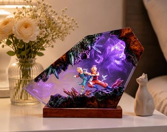 Lampada da notte ANIME Lampada in resina epossidica realizzata a mano in legno e resina Lampada da notte anime personalizzata Lampada in legno e resina Lampada da notte anime Lampada in resina Regalo per lui