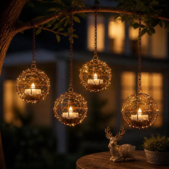 4 Pack Waterproof Solar Light Hanging Lanterns, Outdoor Decorative Hanging Lights for Garden，Patio, Outdoor Solar Lights for Yard