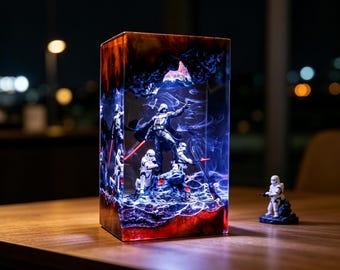 Lampada diorama Darth Vader, lampada in resina diorama del film Star Wars, lampada Stormtrooper, spada laser per decorazioni da gioco, regalo di compleanno