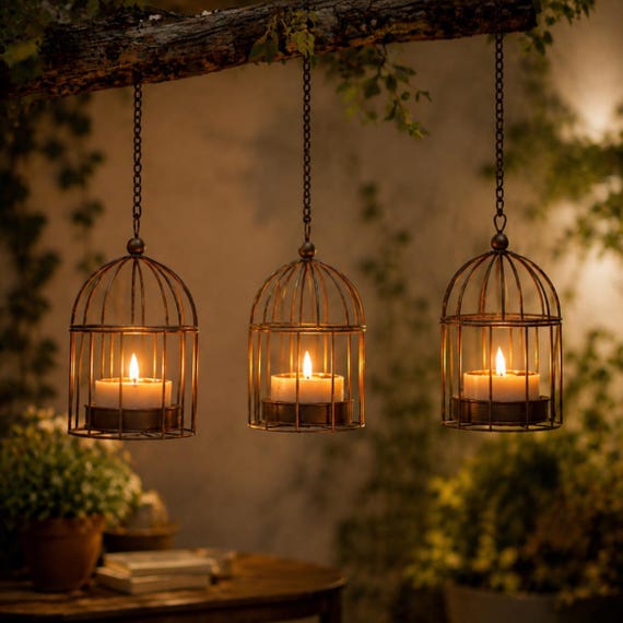 4 Pack Birdcage Waterproof Solar Light Hanging Lanterns, Decorative Outdoor Hanging Lights for Garden, Outdoor Solar Lights for Yard
