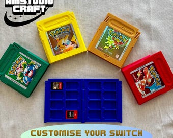 Estuche personalizado para juegos de Nintendo Switch — Estilo cartucho de Pokémon de Game Boy — Variedad de colores interiores y exteriores