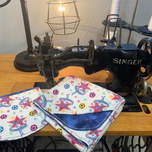 Hemstitch Flannel Baby Blanket & Burp Cloths: Soccer Star Print