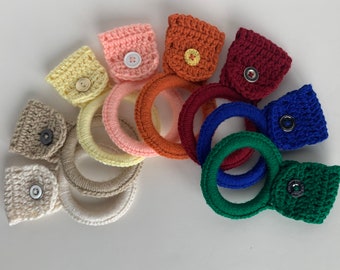 Button on Crochet Towel Ring / Hangers