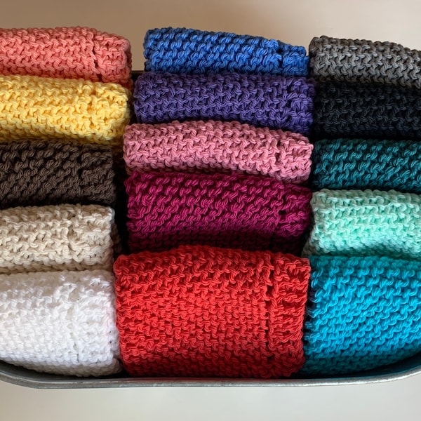 100% Cotton Hand Knit, NEW Colors, Eco-Friendly Dish Cloths, Wash Cloths, Spa Cloths (Same Price Shipping)