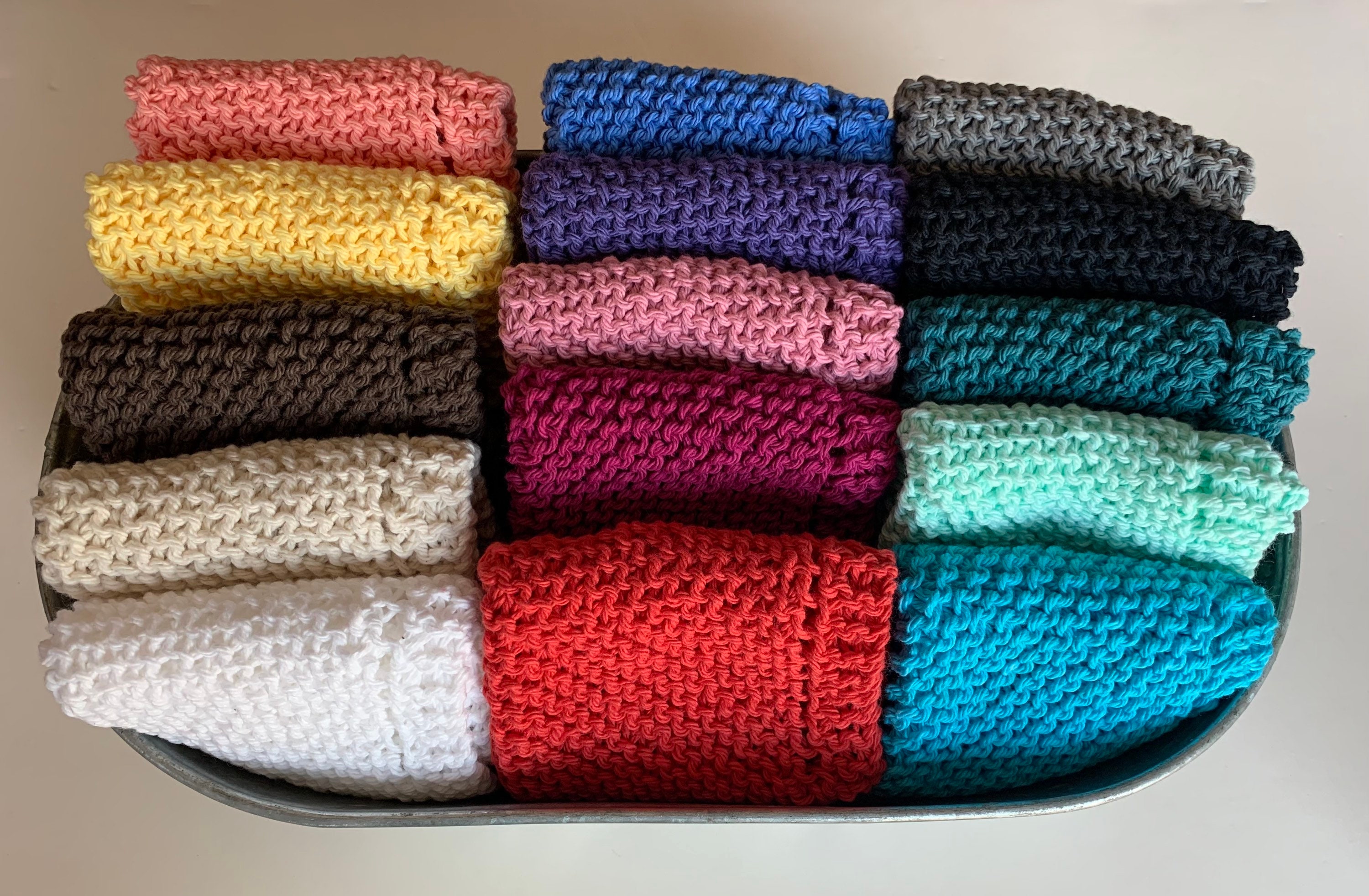 biodegradable vegan eco-friendly Hand knitted 100% white cotton dishcloth 