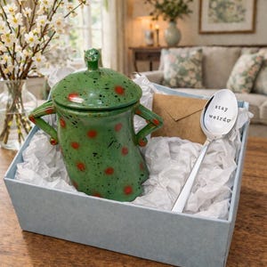 Ceramic Canisters with Attitude – 4 Colours | Gift Set with “Stay Weird” Complimentary Spoon