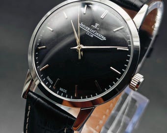 Vintage Jaeger-Lecoultre Club Watch: Limited Manual Wind, Swiss Made Unisex JLC, Classic Black