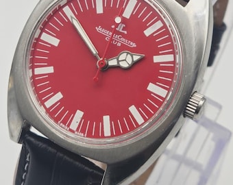 Vintage Jaeger Le-Coultre Club Watch: Swiss Made Automatic,Red Dial
