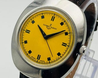 Vintage Ulysse Nardin Men’s Wrist Watch: Restored Swiss Manual Winding-Classic Yellow Dial