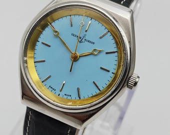 Vintage Ulysse Nardin Men’s Wrist Watch: Restored Swiss Manual Winding-Classic Blue Dial