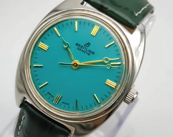 Vintage BREITLING GENEVE Watch: Restored Swiss Manual Winding-Tiffny Dial