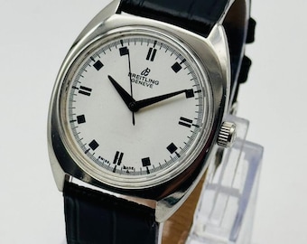 Vintage BREITLING Watch: Restored Swiss Manual Winding-White Dial