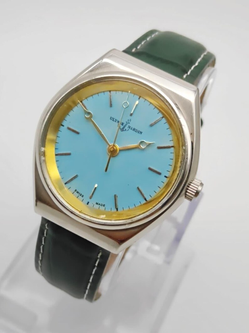Vintage Ulysse Nardin Men’s Wrist Watch: Restored Swiss Manual Winding-Classic Blue Dial image 7