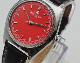 Vintage Jaeger Le-Coultre Club Watch: Swiss Made Automatic, Classic Red Dial