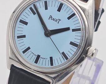 Vintage PIAGET Men’s Wrist Watch, Restored Swiss Manual Winding-Black Dial