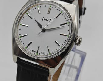 Vintage PIAGET Men’s Wrist Watch, Restored Swiss Manual Winding-White Dial