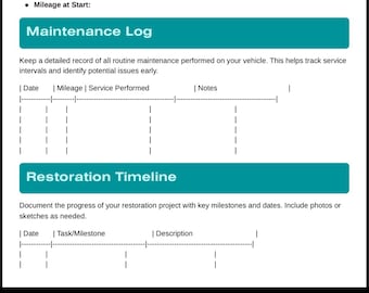 Wartung und Restaurierung Logbuch - Bearbeitbarer PDF Tracker für Schweißer, Verarbeiter und Werkstattbauer